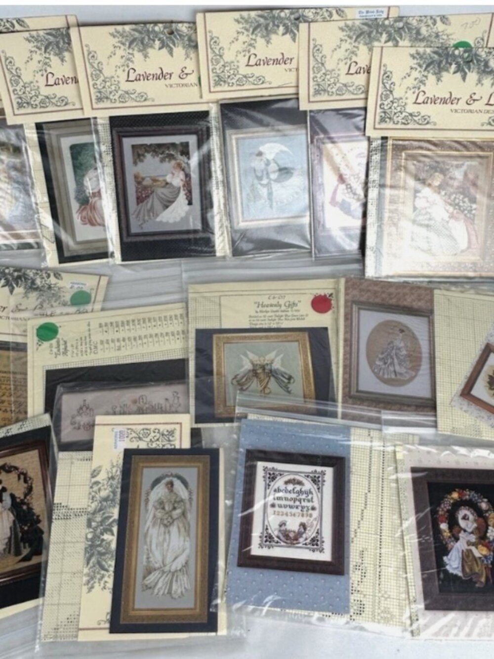 Lavender & Lace Lot Of 15 Cross Stitch Patterns Vtg Marilyn Leavitt Imblum
